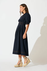 Navy Blue Midi Dress - Hazelina